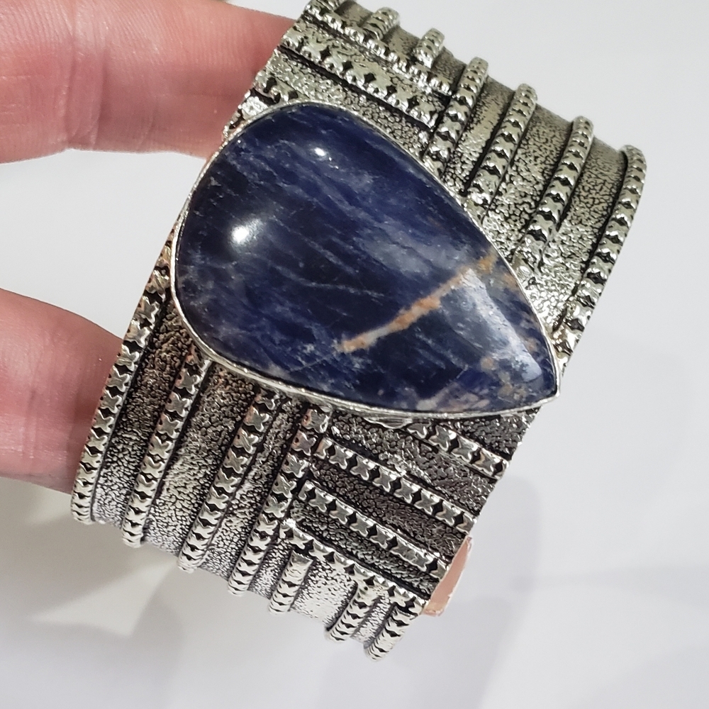 Handmade Orange Sodalite Unique 925 Cuff Bangle Bracelet